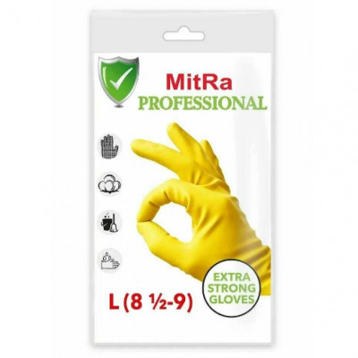 Перчатки резиновые MITRA Professional с х/б напылением,р-р L (12/144)