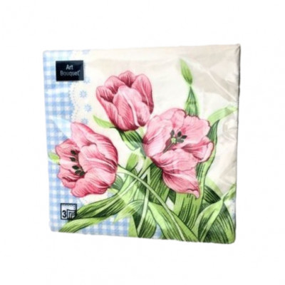 Салфетка 33*33 3сл 20л Bouguet Три тюльпана(12)