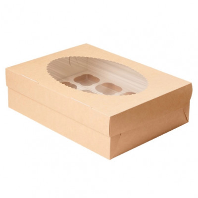 Коробка для маффинов для 12-ти шт (330*250*100) крафт(100) ECO MUF