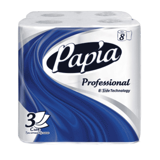 Туалетная бумага 3сл PAPIA PROfESSIONAL 8рул/уп Купить оптом и врозницу Туалетная бумага 3сл PAPIA PROfESSIONAL 8рул/уп в интернет магазине в СПб