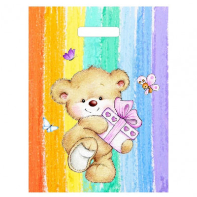 Пакет прорубн. 31*40 Подарок от мишутки 60мкм (50) (500)гл